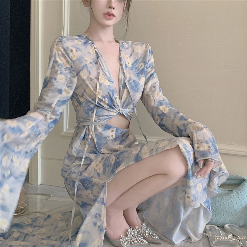 Hollow France style sexy bandage dress for women
