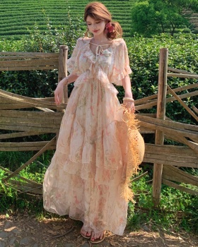 V-neck dress summer long dress for women