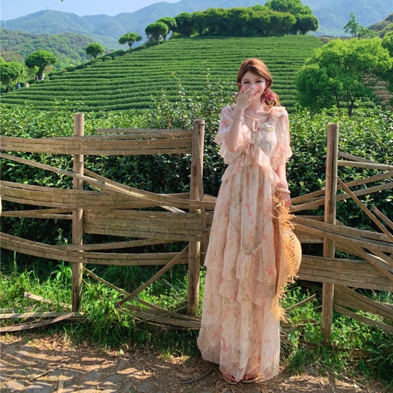 V-neck dress summer long dress for women