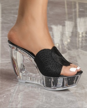 Crystal sexy high-heeled sandals slipsole transparent slippers