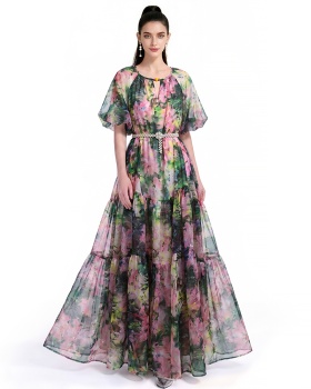 Short sleeve Bohemian beach dress printing dress