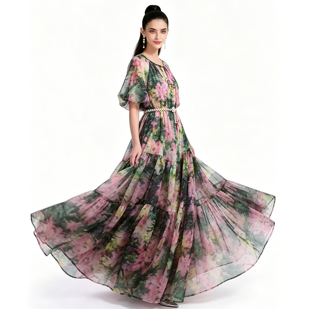 Short sleeve Bohemian beach dress printing dress