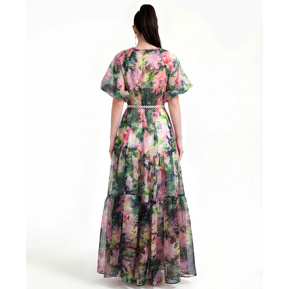 Short sleeve Bohemian beach dress printing dress