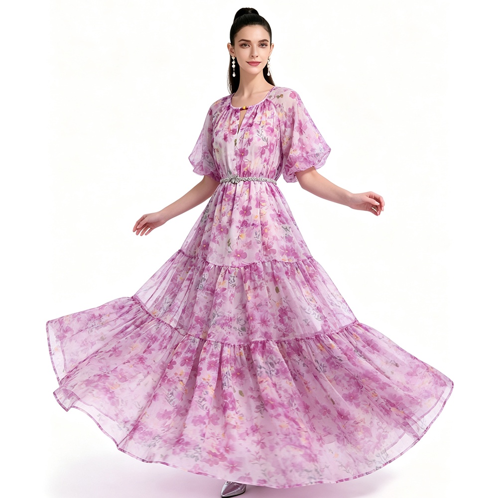 Short sleeve Bohemian beach dress printing dress