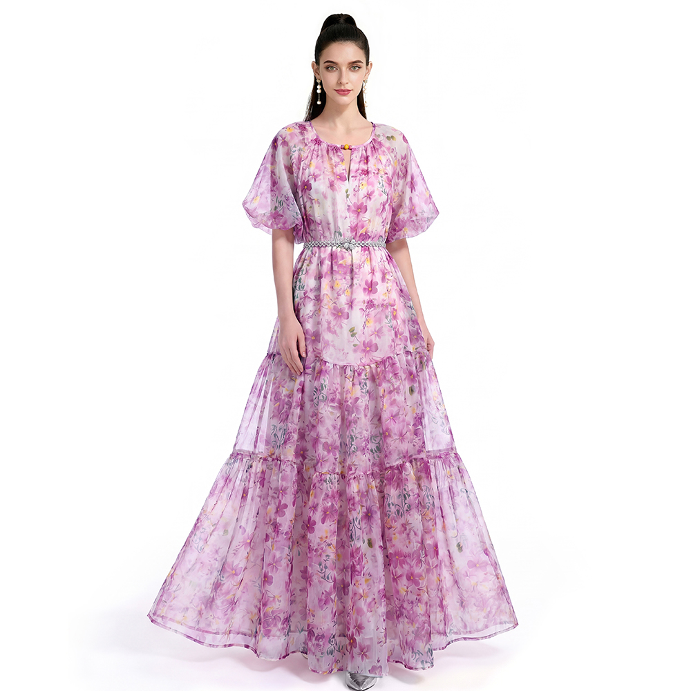 Short sleeve Bohemian beach dress printing dress