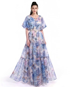 Short sleeve Bohemian beach dress printing dress