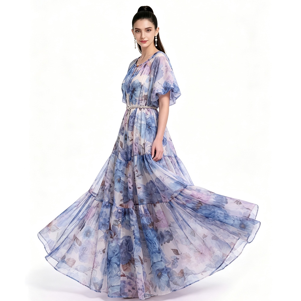 Short sleeve Bohemian beach dress printing dress