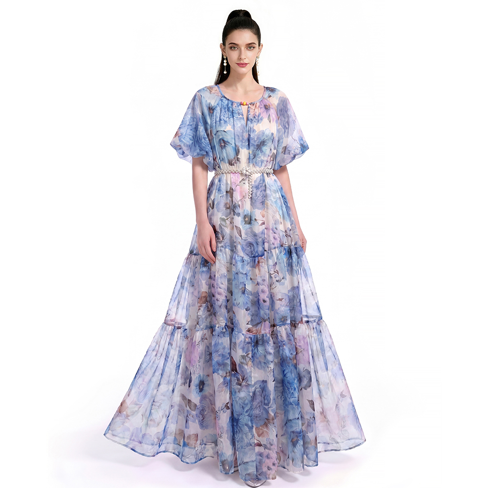 Short sleeve Bohemian beach dress printing dress
