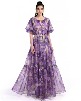 Short sleeve Bohemian beach dress printing dress