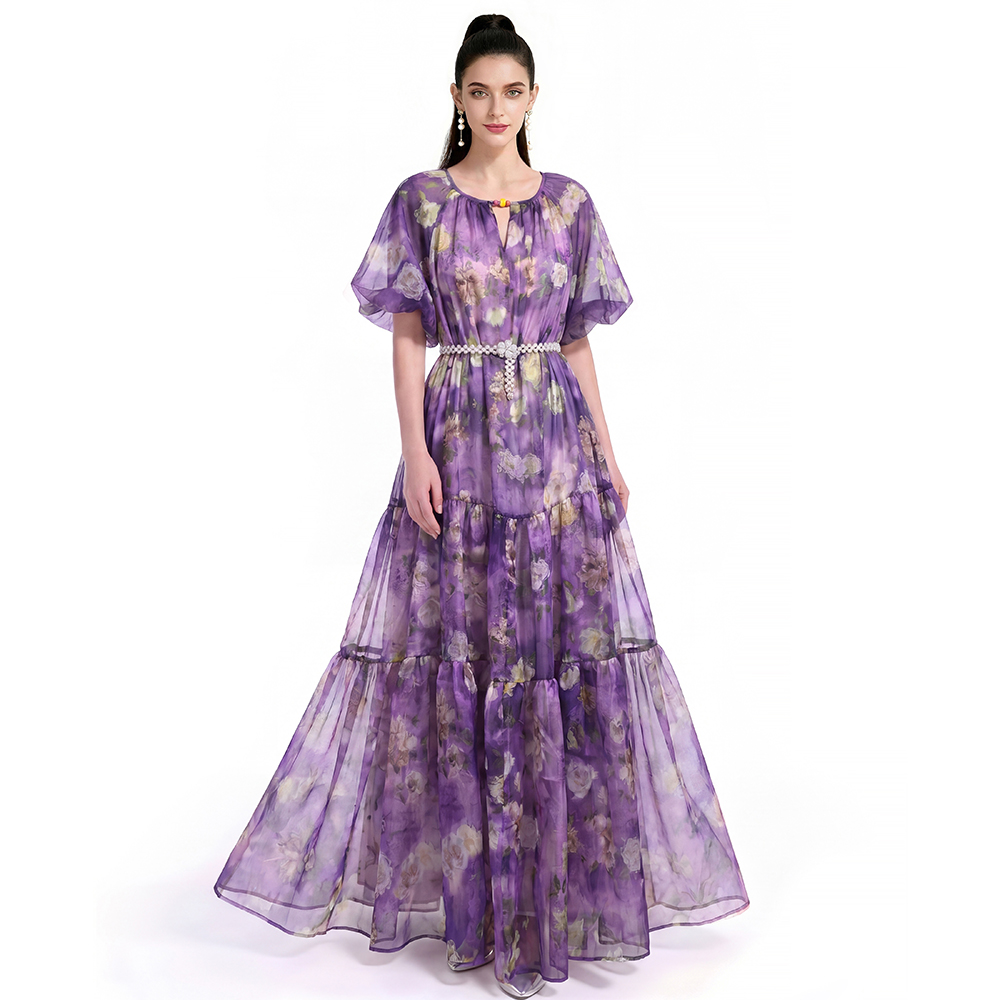 Short sleeve Bohemian beach dress printing dress
