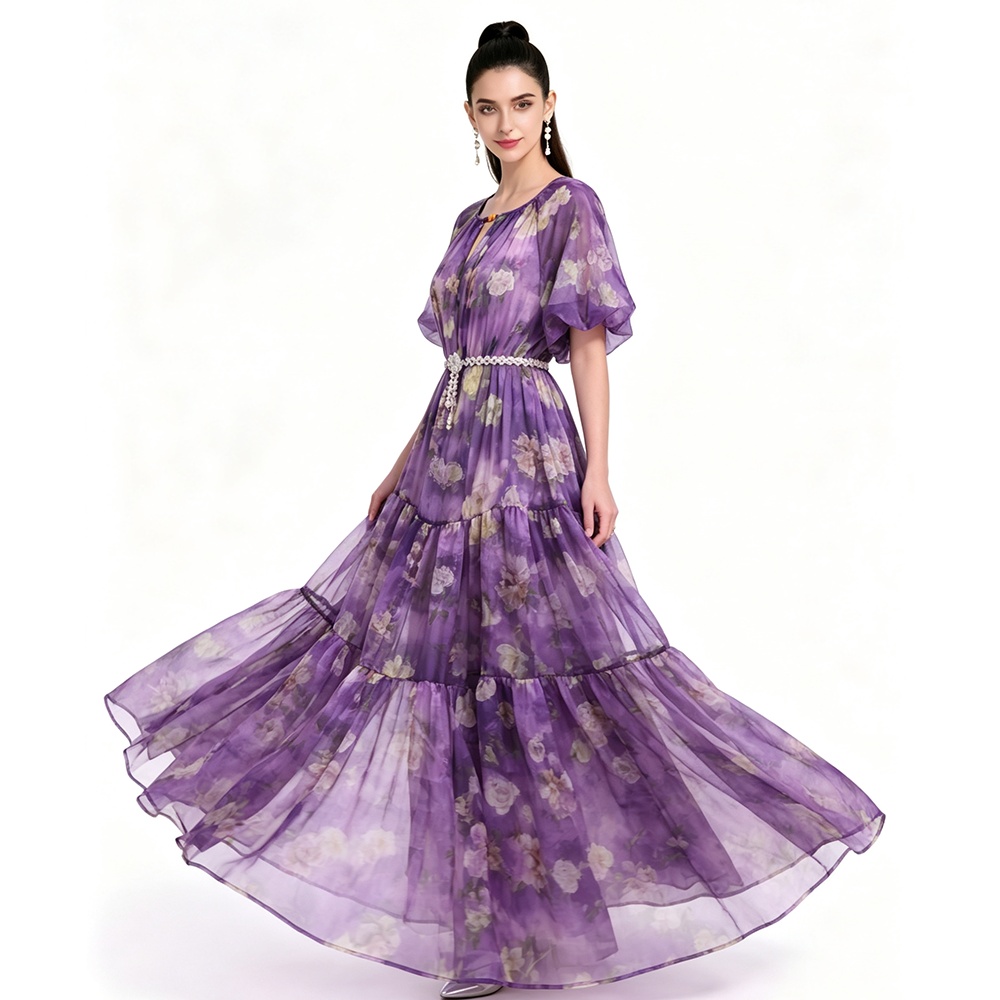 Short sleeve Bohemian beach dress printing dress