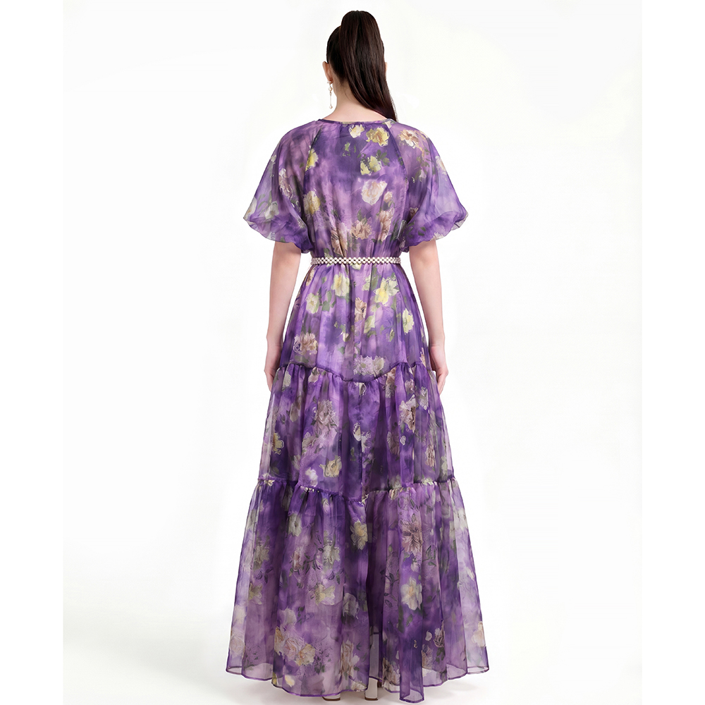 Short sleeve Bohemian beach dress printing dress