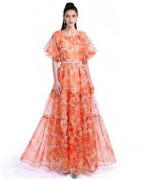 Short sleeve dress printing Bohemian beach dress