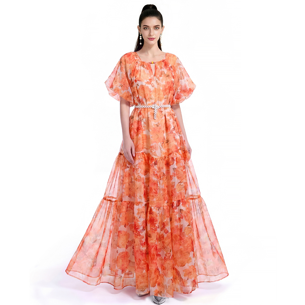 Short sleeve dress printing Bohemian beach dress