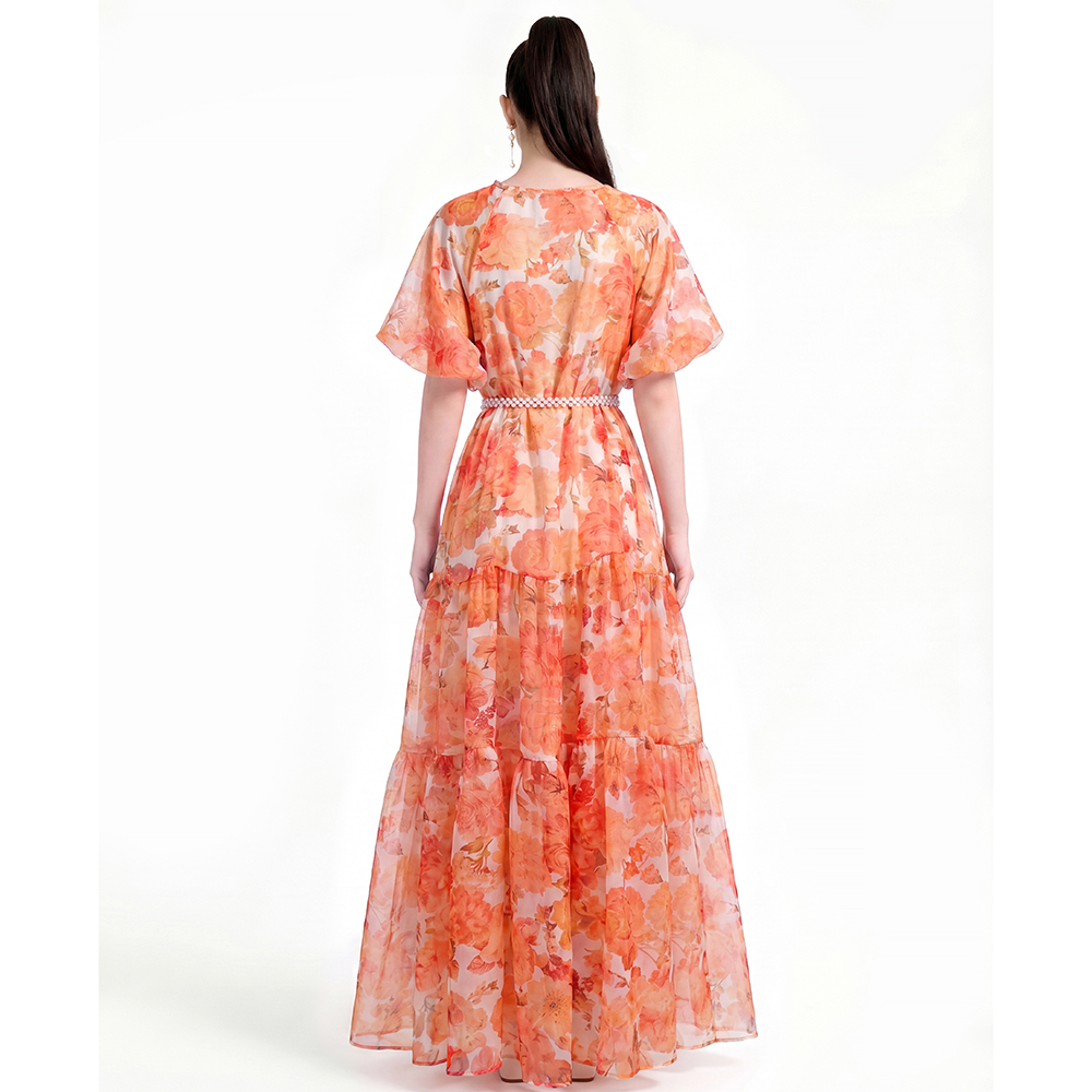 Short sleeve dress printing Bohemian beach dress