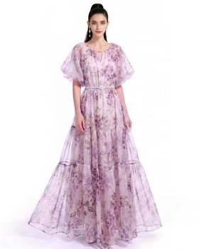 Short sleeve Bohemian beach dress printing dress