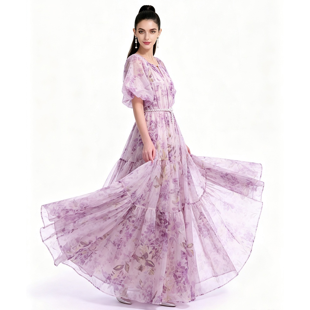 Short sleeve Bohemian beach dress printing dress