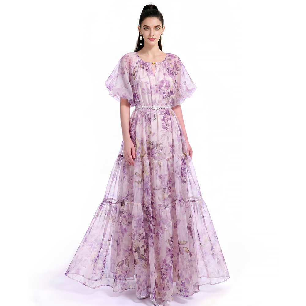 Short sleeve Bohemian beach dress printing dress