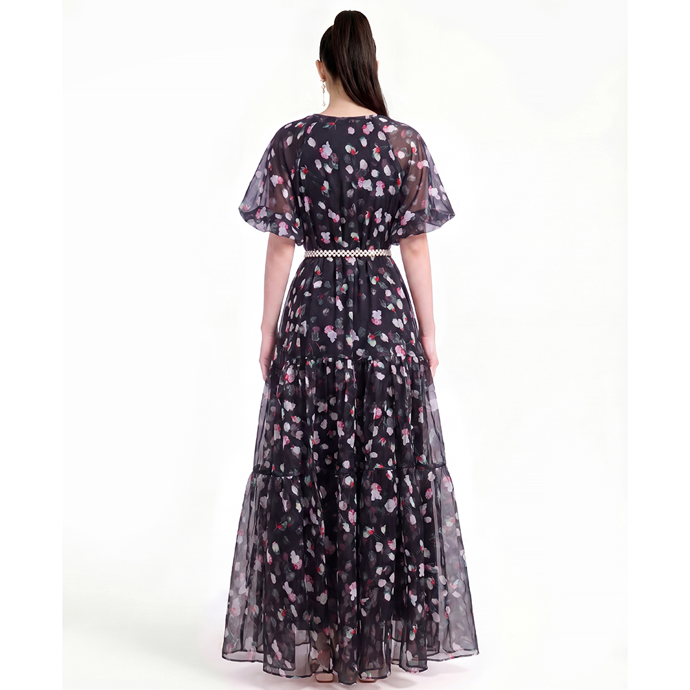 Printing dress short sleeve Bohemian beach dress