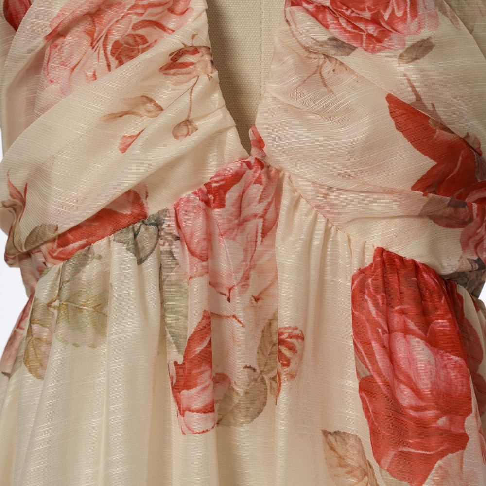 Summer silk printing swimwear sling halter dress