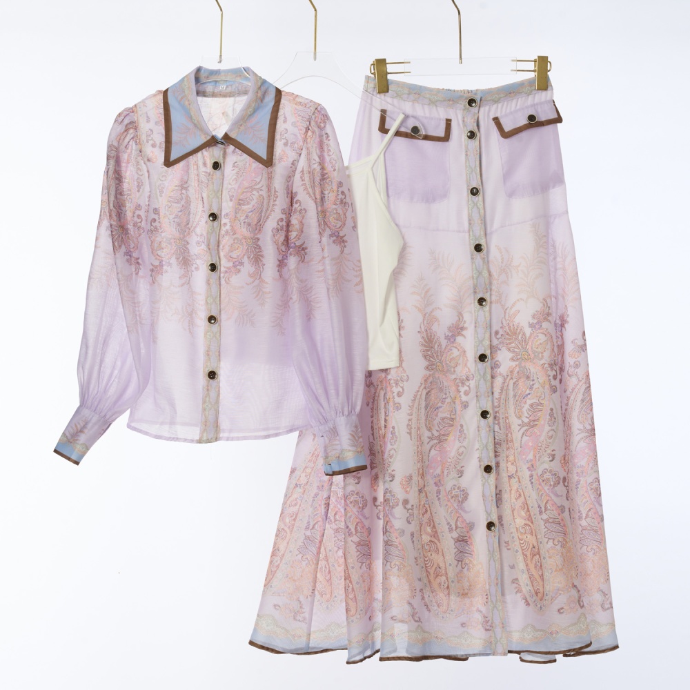 A-line spring flax skirt a set