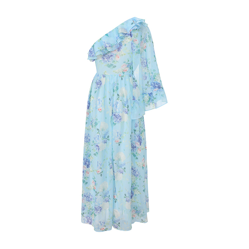 Vacation spring and summer sloping shoulder chiffon dress