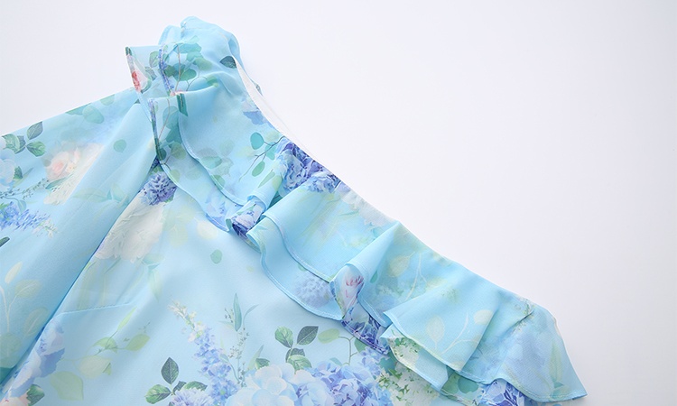 Vacation spring and summer sloping shoulder chiffon dress