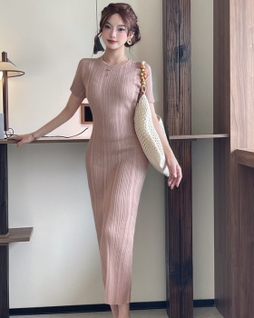 Package hip pure fashion slim European style knitted dress