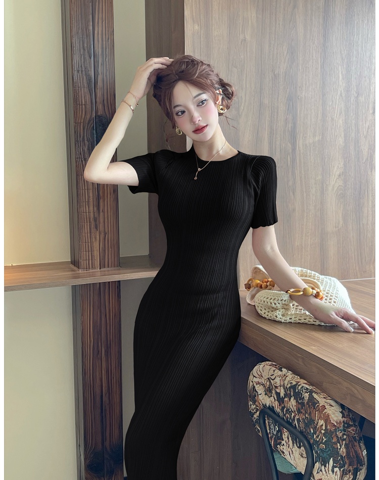 Package hip pure fashion slim European style knitted dress