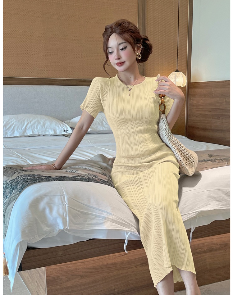 Package hip pure fashion slim European style knitted dress