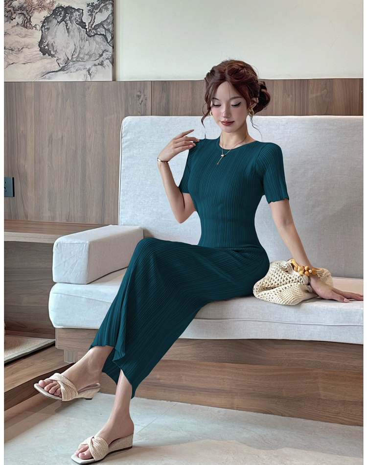 Package hip pure fashion slim European style knitted dress