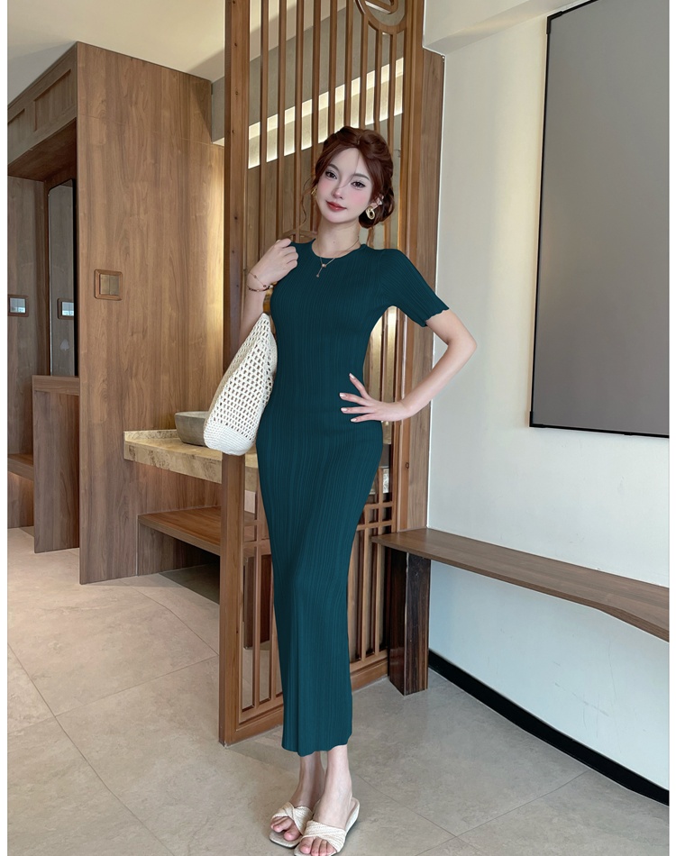 Package hip pure fashion slim European style knitted dress