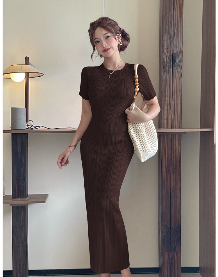 Package hip pure fashion slim European style knitted dress