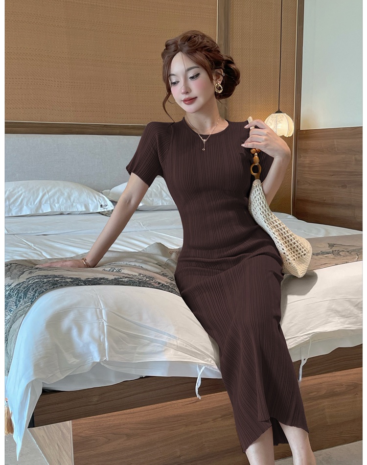 Package hip pure fashion slim European style knitted dress