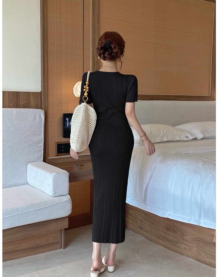 Package hip pure fashion slim European style knitted dress