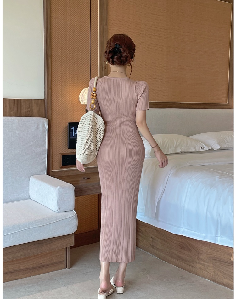 Package hip pure fashion slim European style knitted dress