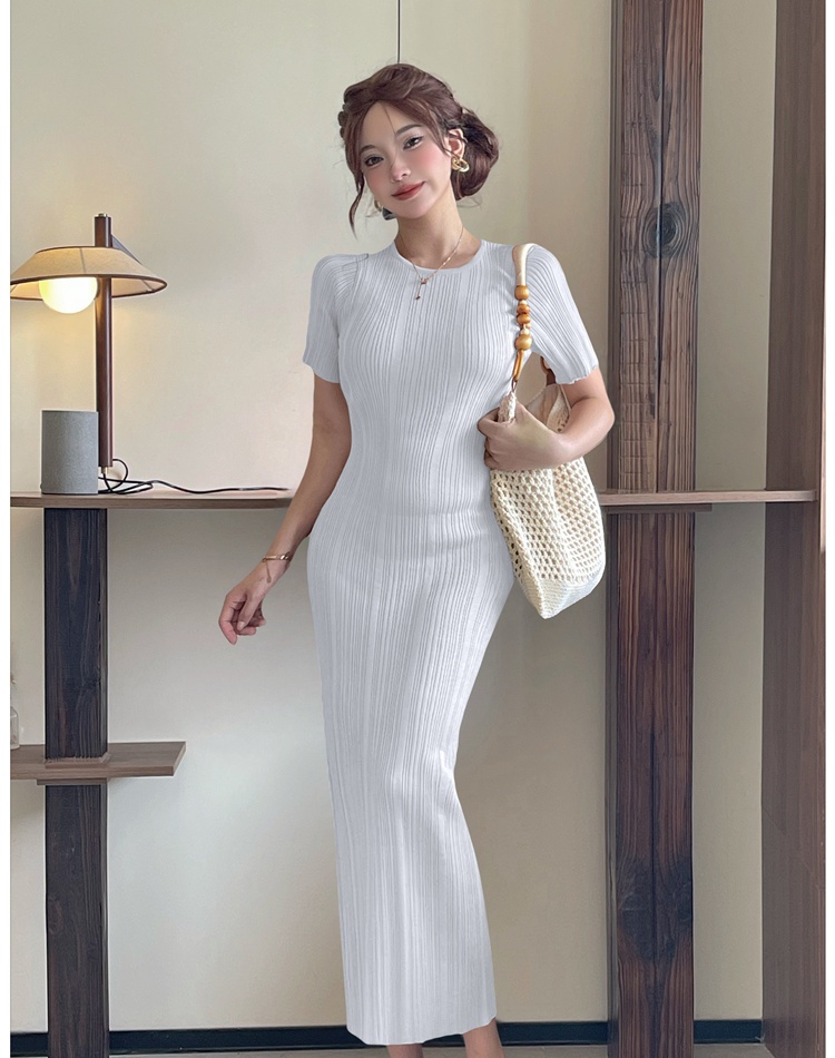 Package hip pure fashion slim European style knitted dress