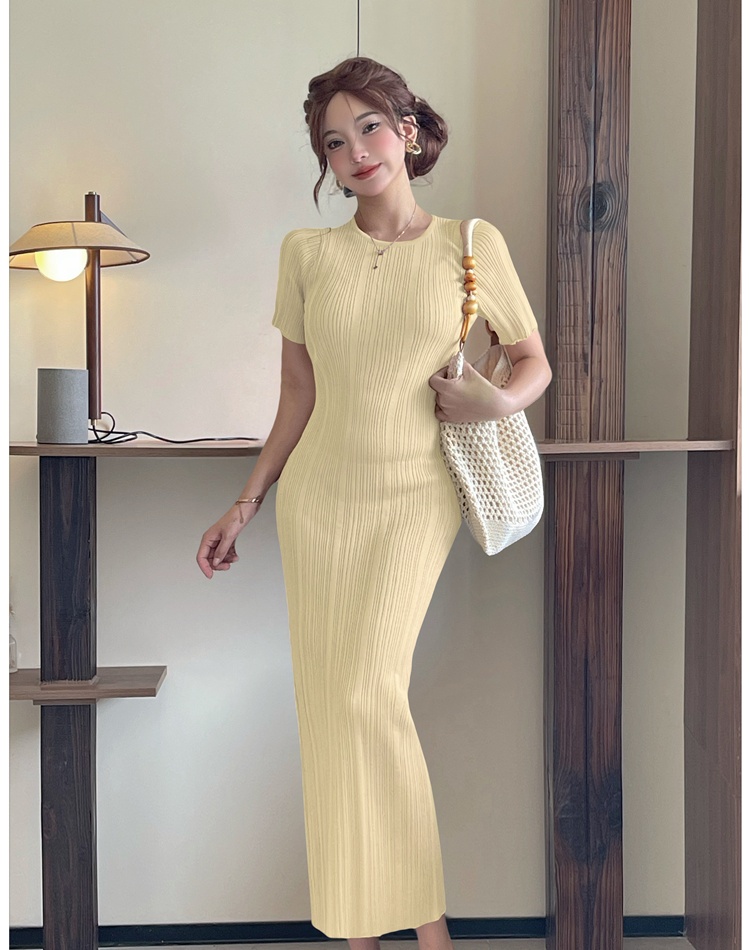 Package hip pure fashion slim European style knitted dress