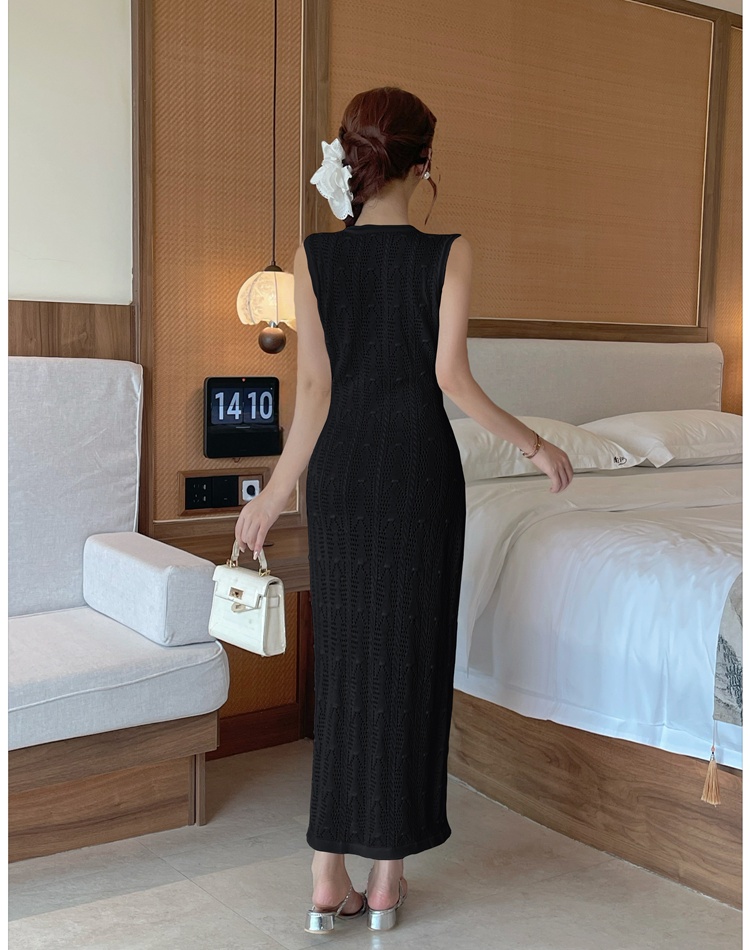 Round neck long dress crochet dress for women