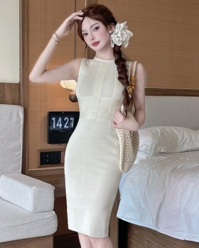 Slim light summer package hip knitted dress for women