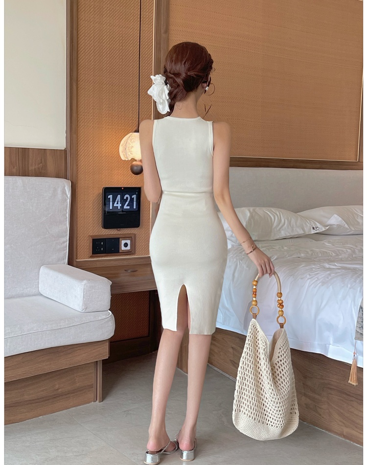 Slim light summer package hip knitted dress for women