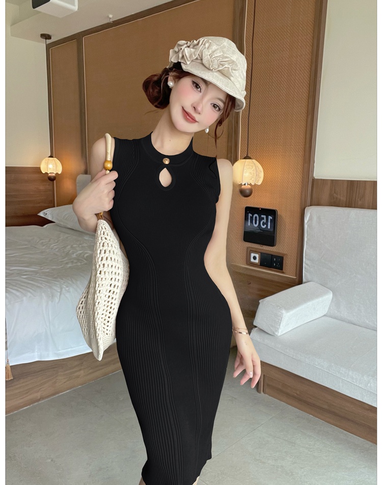 Summer chanelstyle knitted sleeveless dress for women