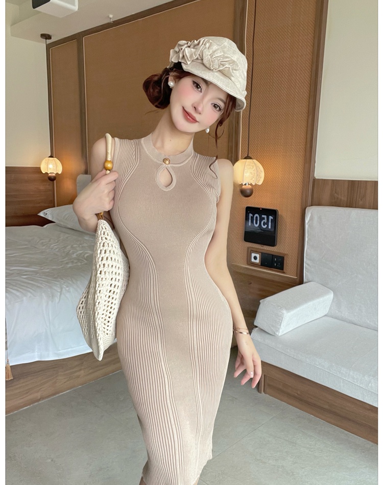 Summer chanelstyle knitted sleeveless dress for women