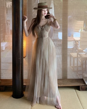 Sexy V-neck long dress high waist ink dress for women