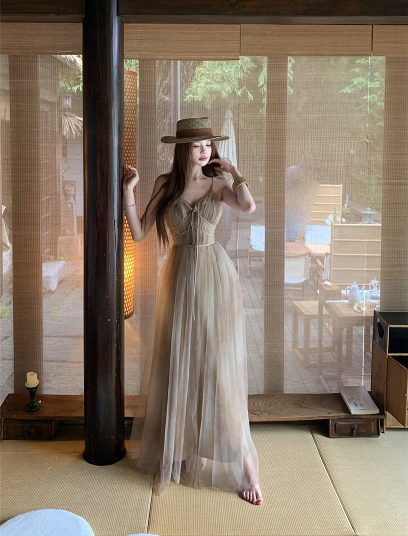 Sexy V-neck long dress high waist ink dress for women