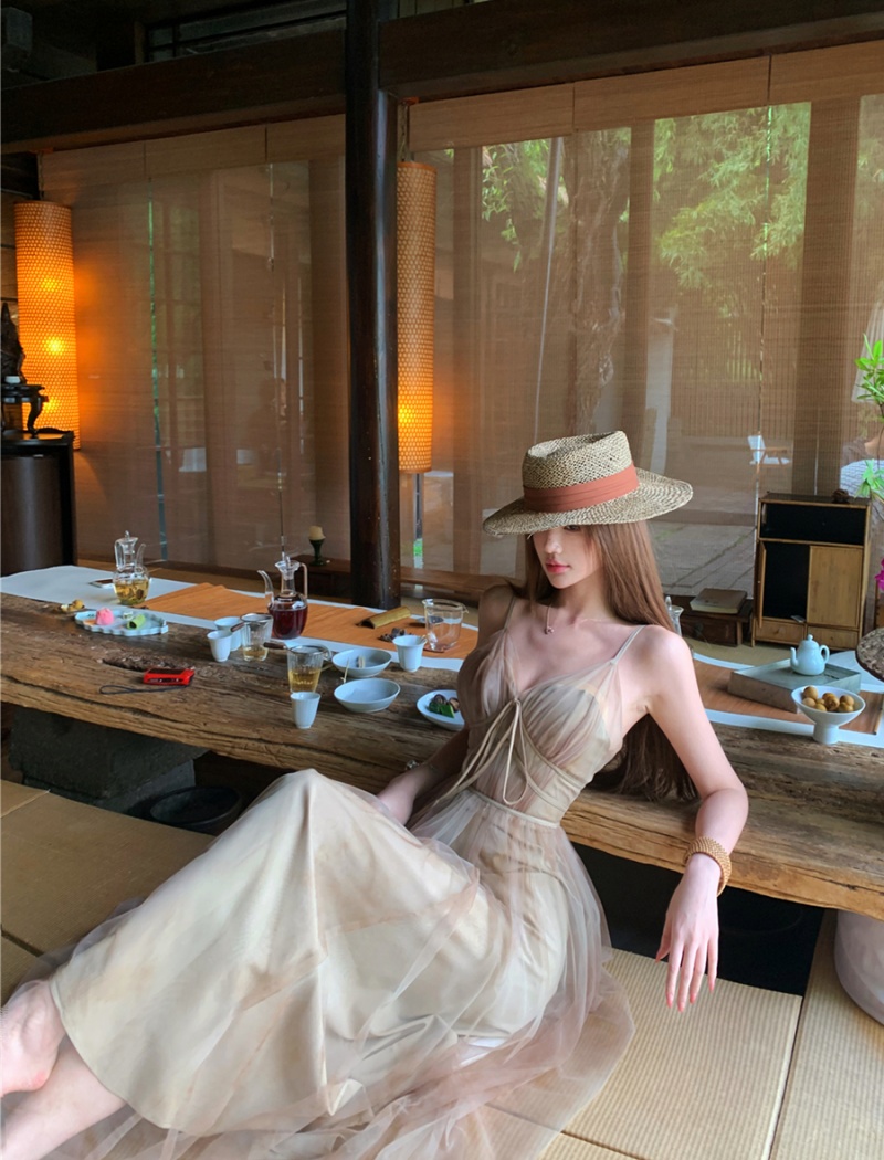Sexy V-neck long dress high waist ink dress for women