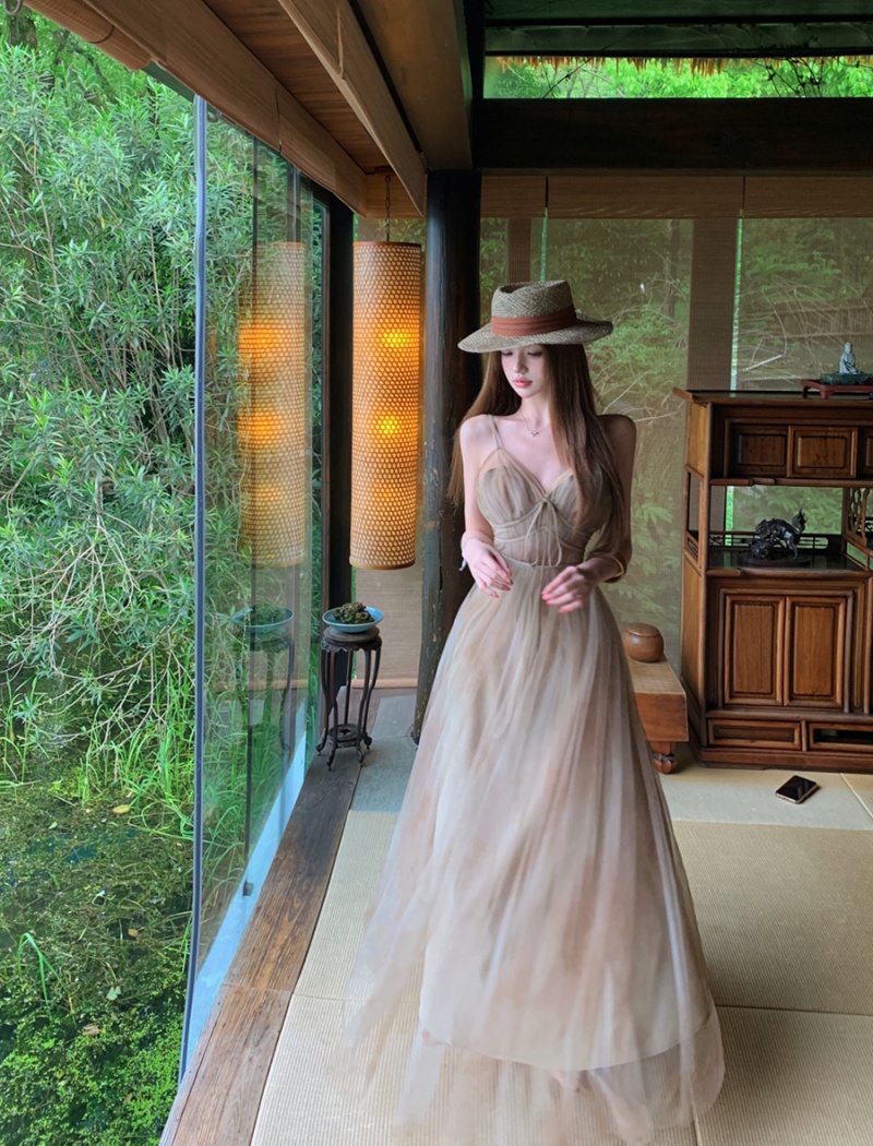 Sexy V-neck long dress high waist ink dress for women