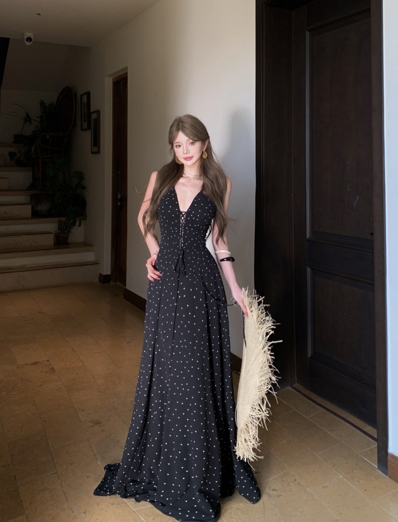 Slim bandage long dress V-neck sexy dress for women