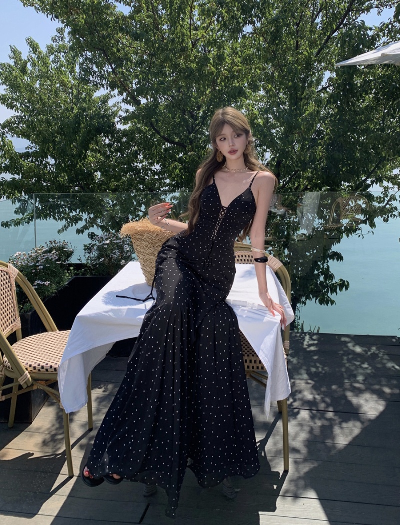 Slim bandage long dress V-neck sexy dress for women