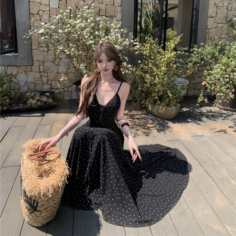 Slim bandage long dress V-neck sexy dress for women